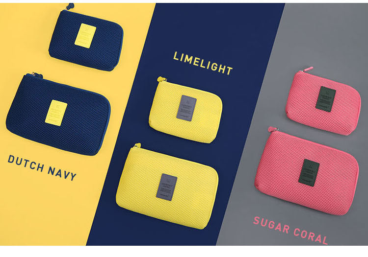 Lkblock Fashion Travel Zipper Cosmetic Bag for Women with USB Data Cable and Headset Storage