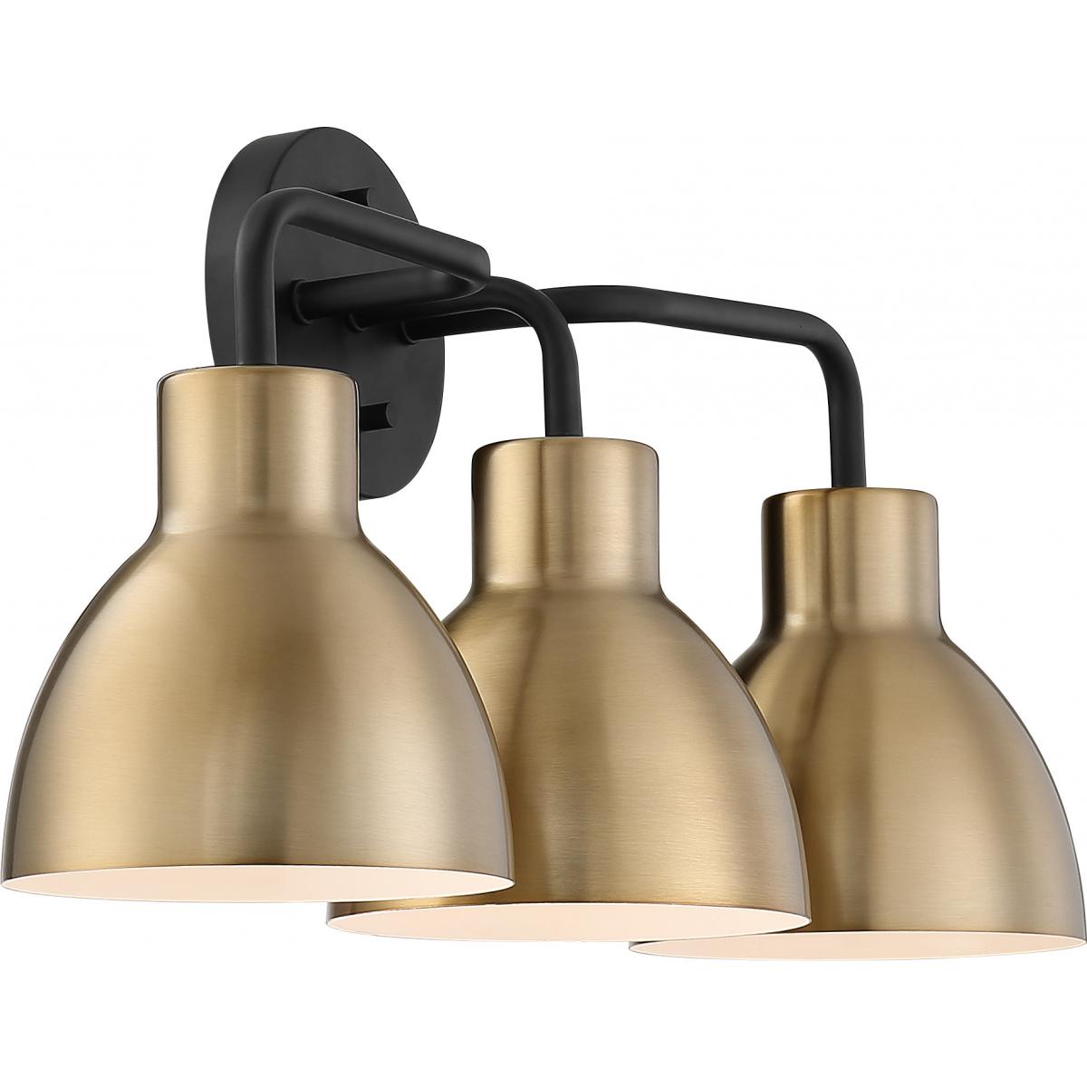 Sloan 3 Light Vanity - Matte Black and Burnished Brass Finish