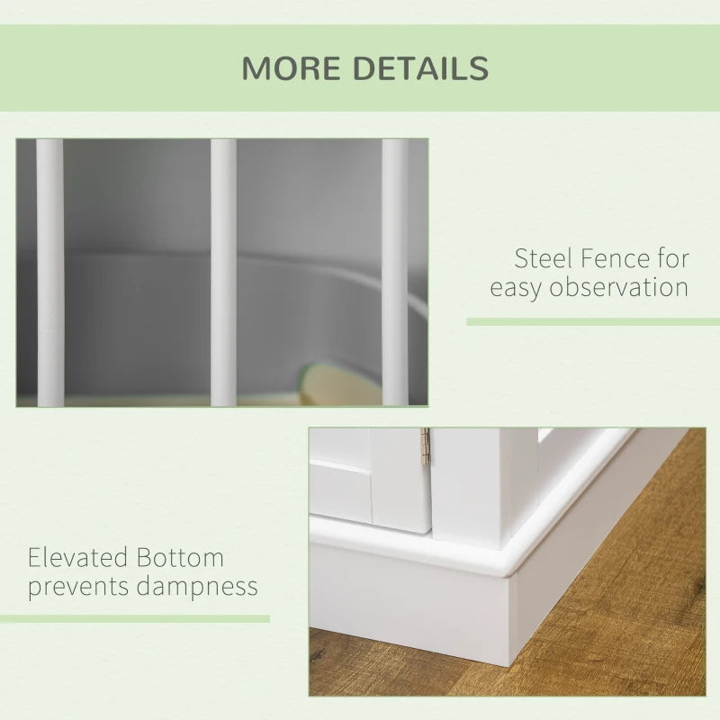 PawHut Wooden Dog Crate End Table with Triple Doors for Small Dogs, White