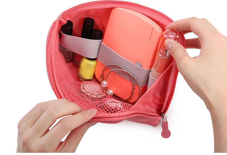 Lkblock Fashion Travel Zipper Cosmetic Bag for Women with USB Data Cable and Headset Storage