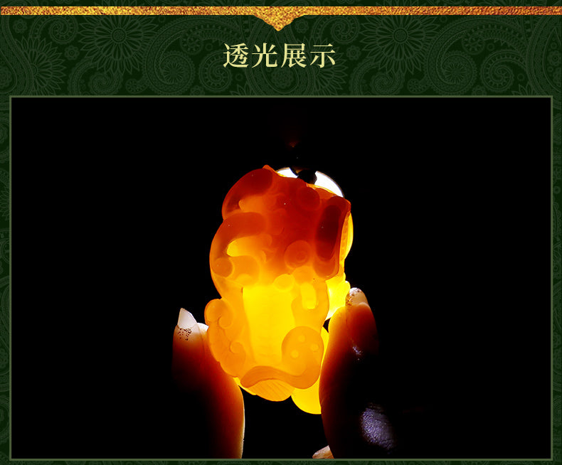 Huanglong Jade Bawang Pi Xiu Pendant - Unisex Jade Necklace with Certificate (7-6)