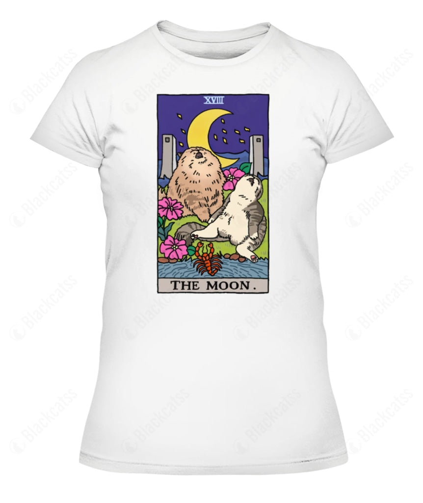 Sad Cat Meme The Moon Tarot Graphic T-Shirt