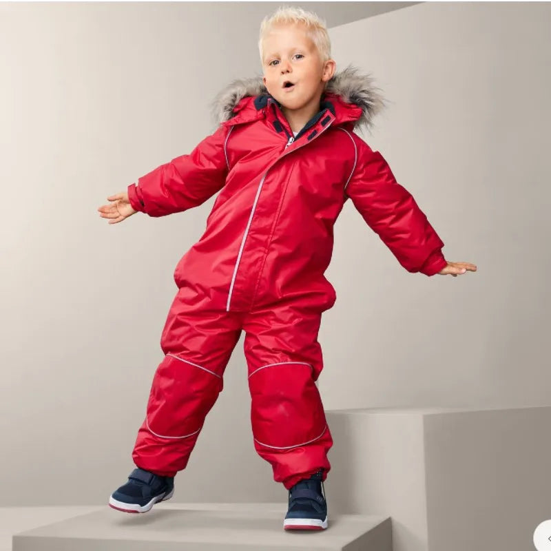 Quilted Waterproof Children's One-piece Ski Clothing
