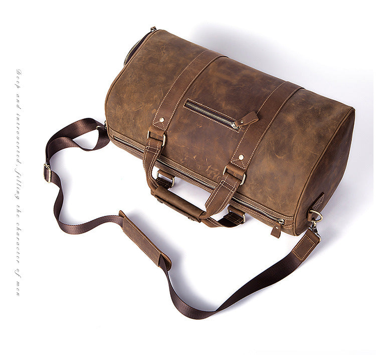 Crazy Horse Leather Men's Travel Bags - Large Capacity Fitness & Outdoor Handbags