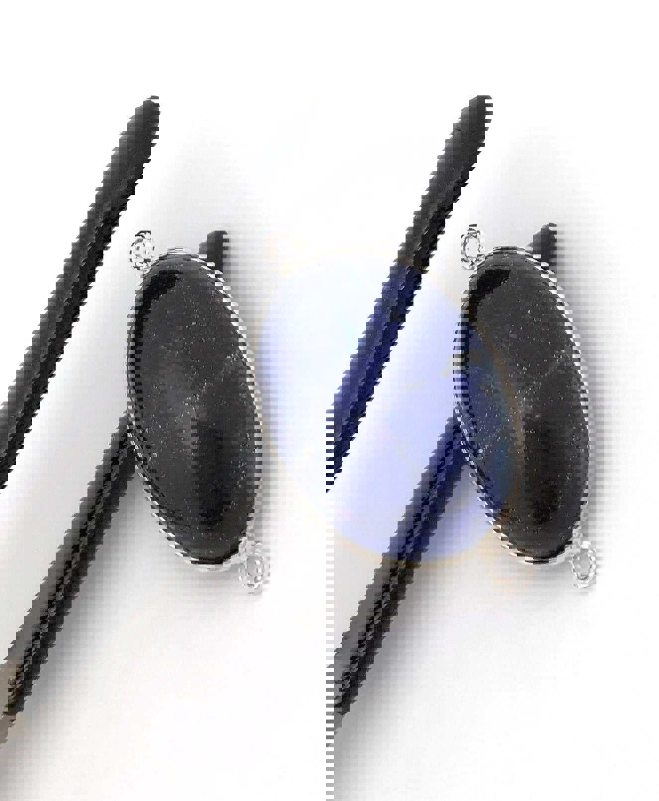 Sterling Silver Natural Lapis Lazuli Bezel Set Connector for DIY Jewelry Making