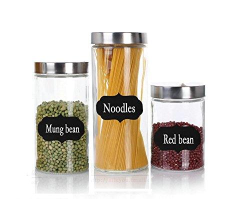 Leraze Kitchen Clear Glass Chalkboard Canister Set (Set of 3)
