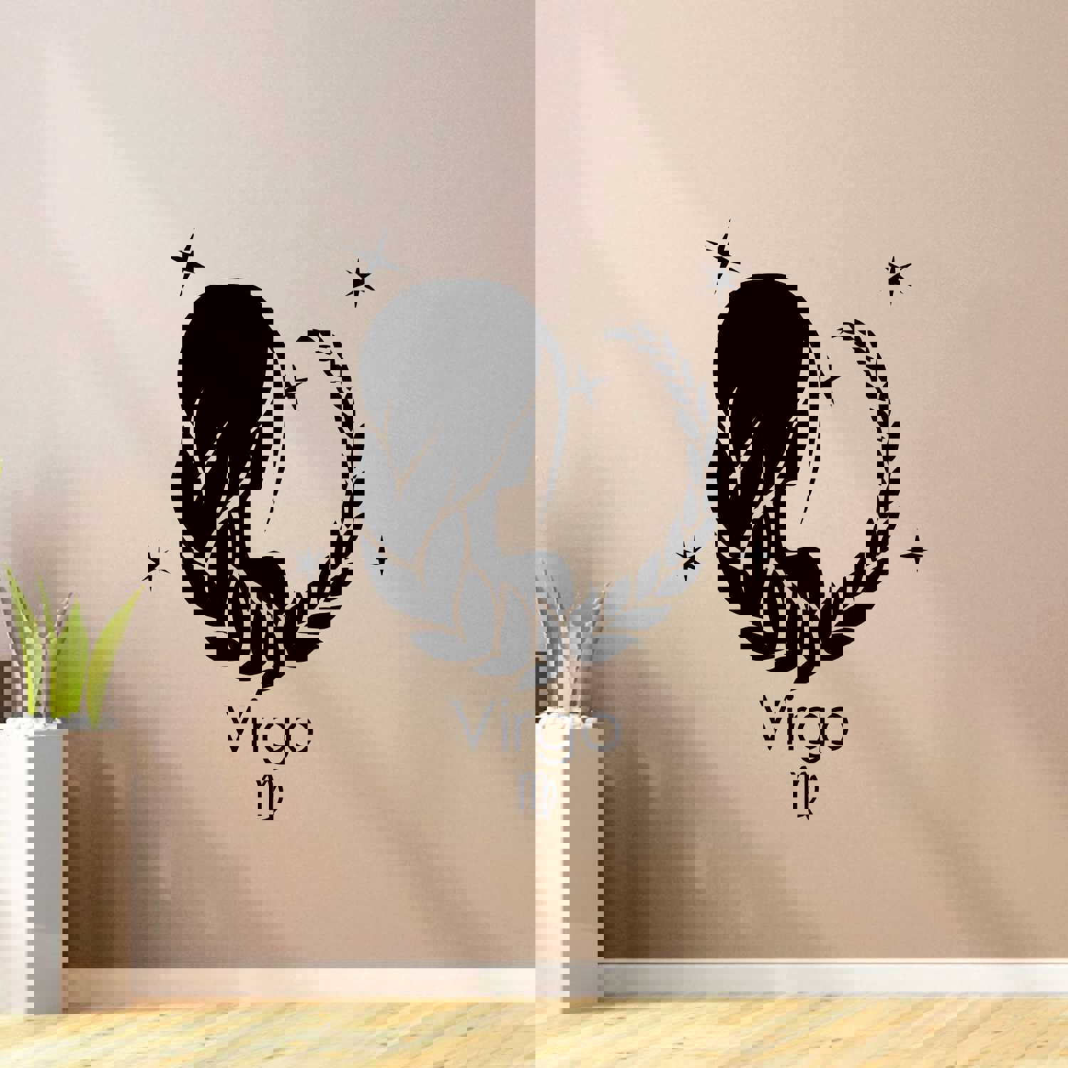 Horoscope Vinyl Wall Art Sticker Decal - Virgo Maiden Silhouette Earth Sign Symbol