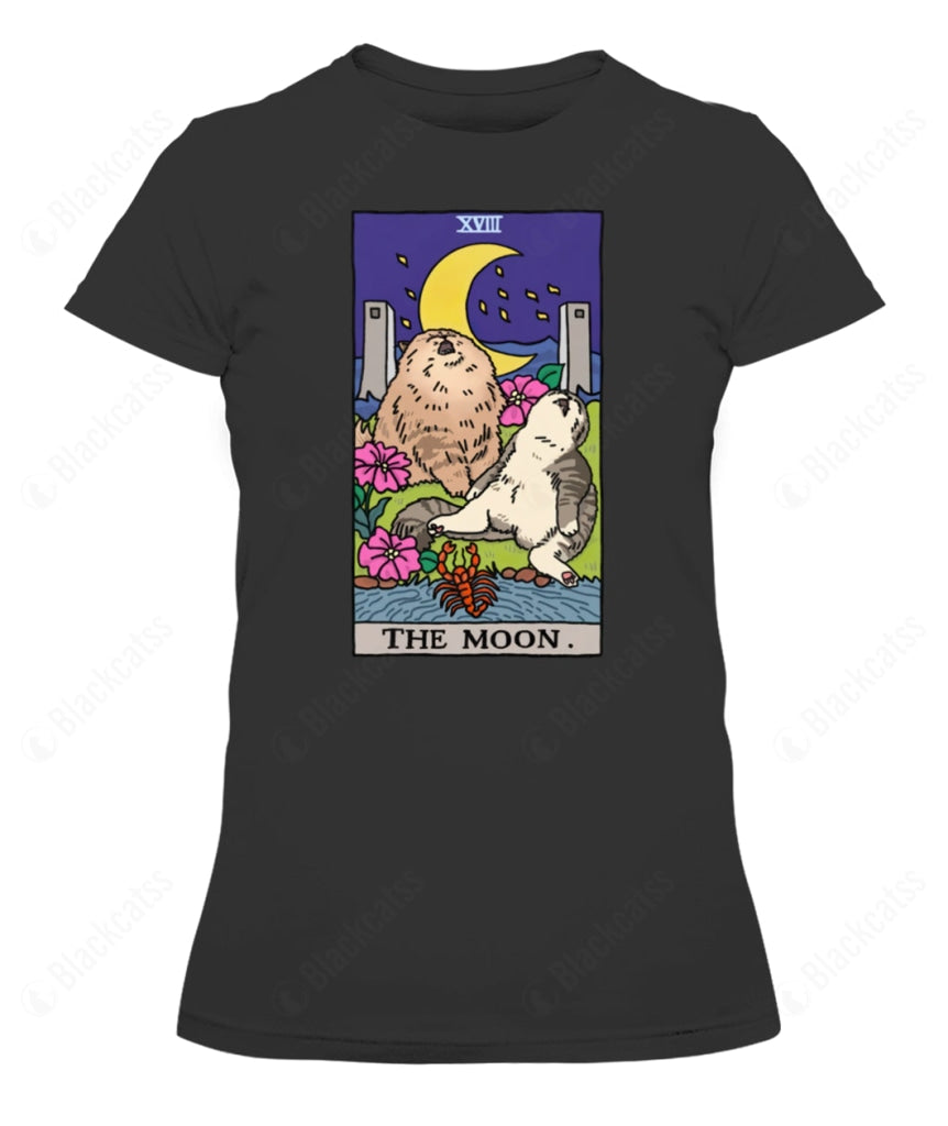 Sad Cat Meme The Moon Tarot Graphic T-Shirt
