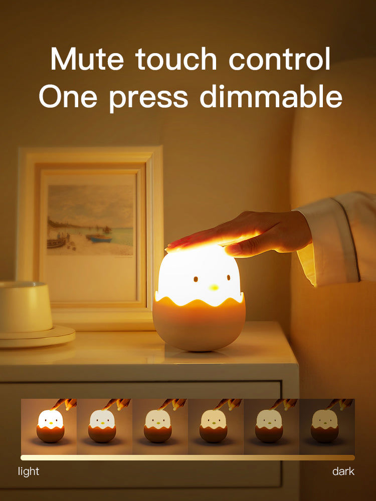 USB Rechargeable Soft Silicone LED Animal Chick Touch Night Light for Kids