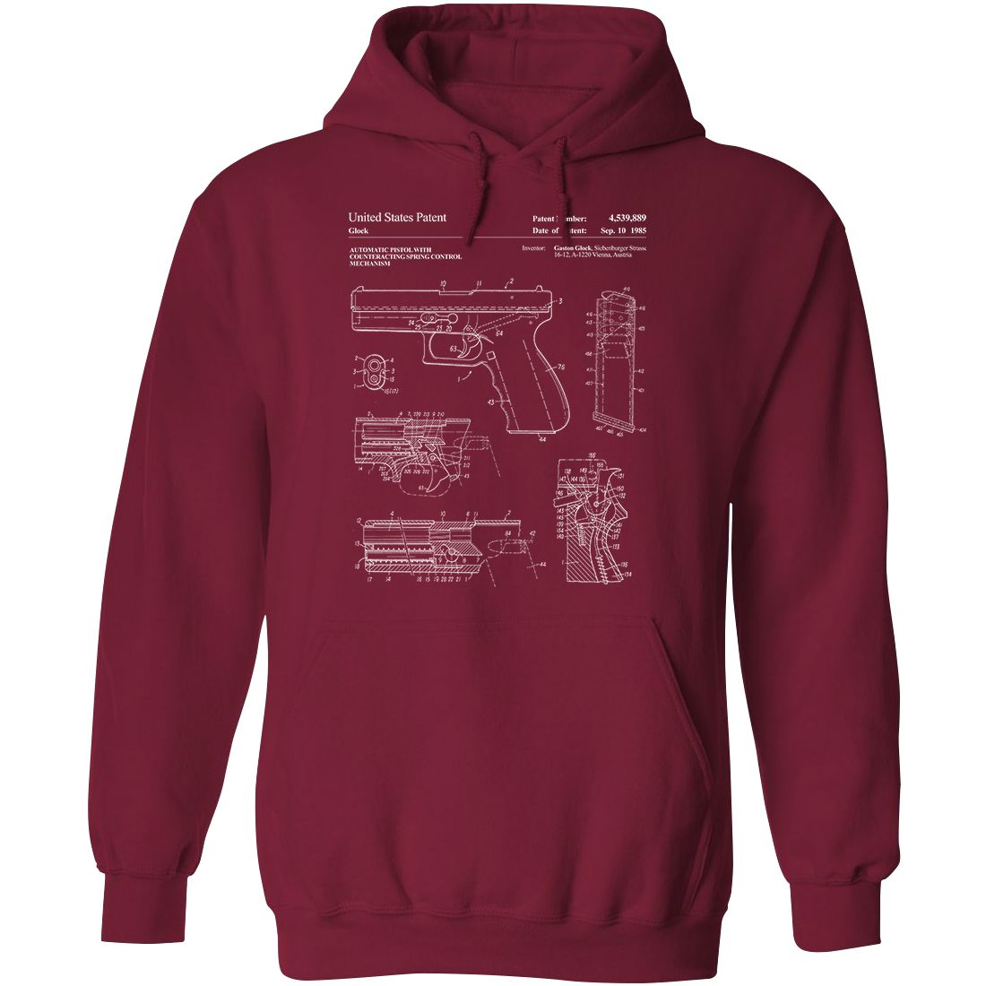 Glock Handgun Patent Mens Hoodie