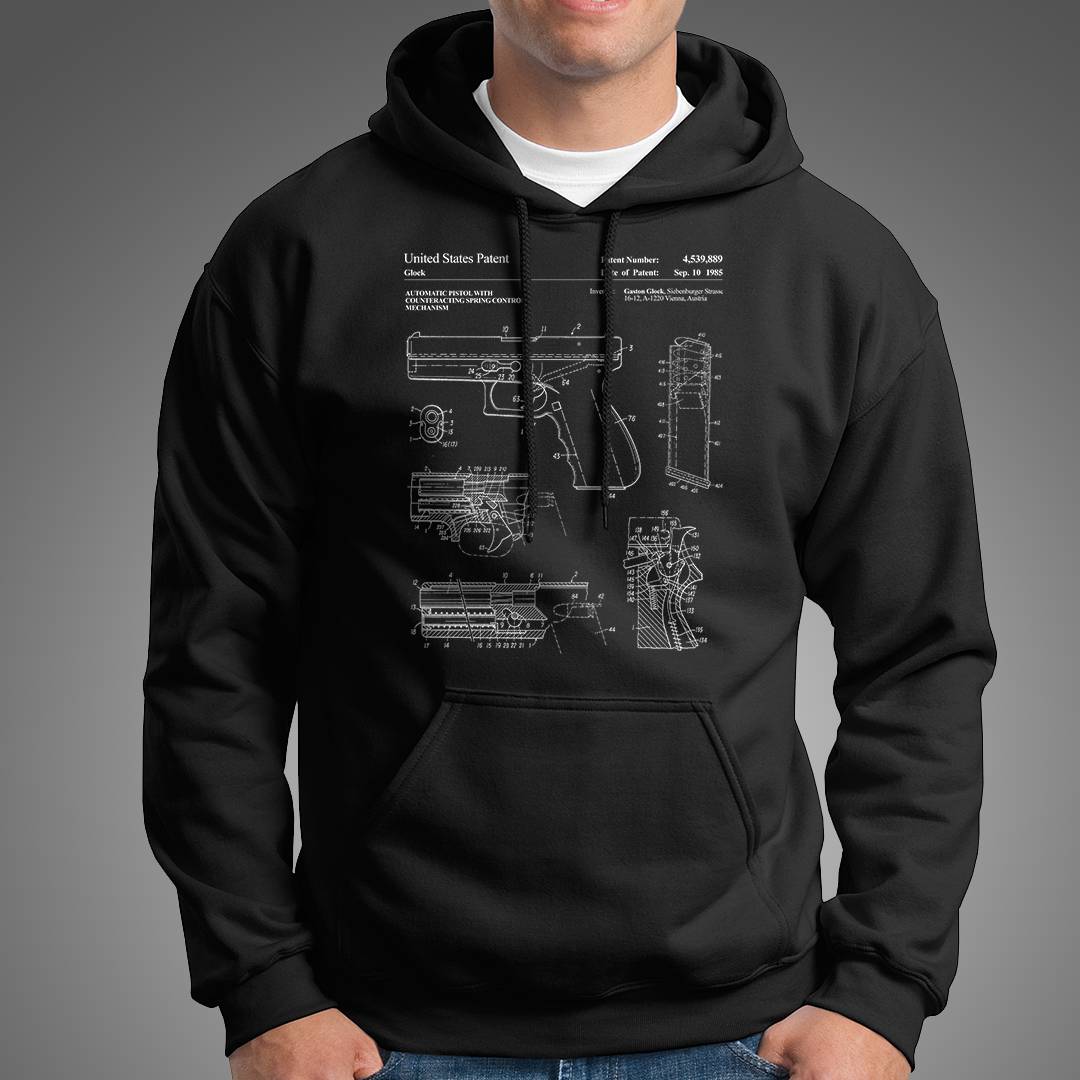 Glock Handgun Patent Mens Hoodie