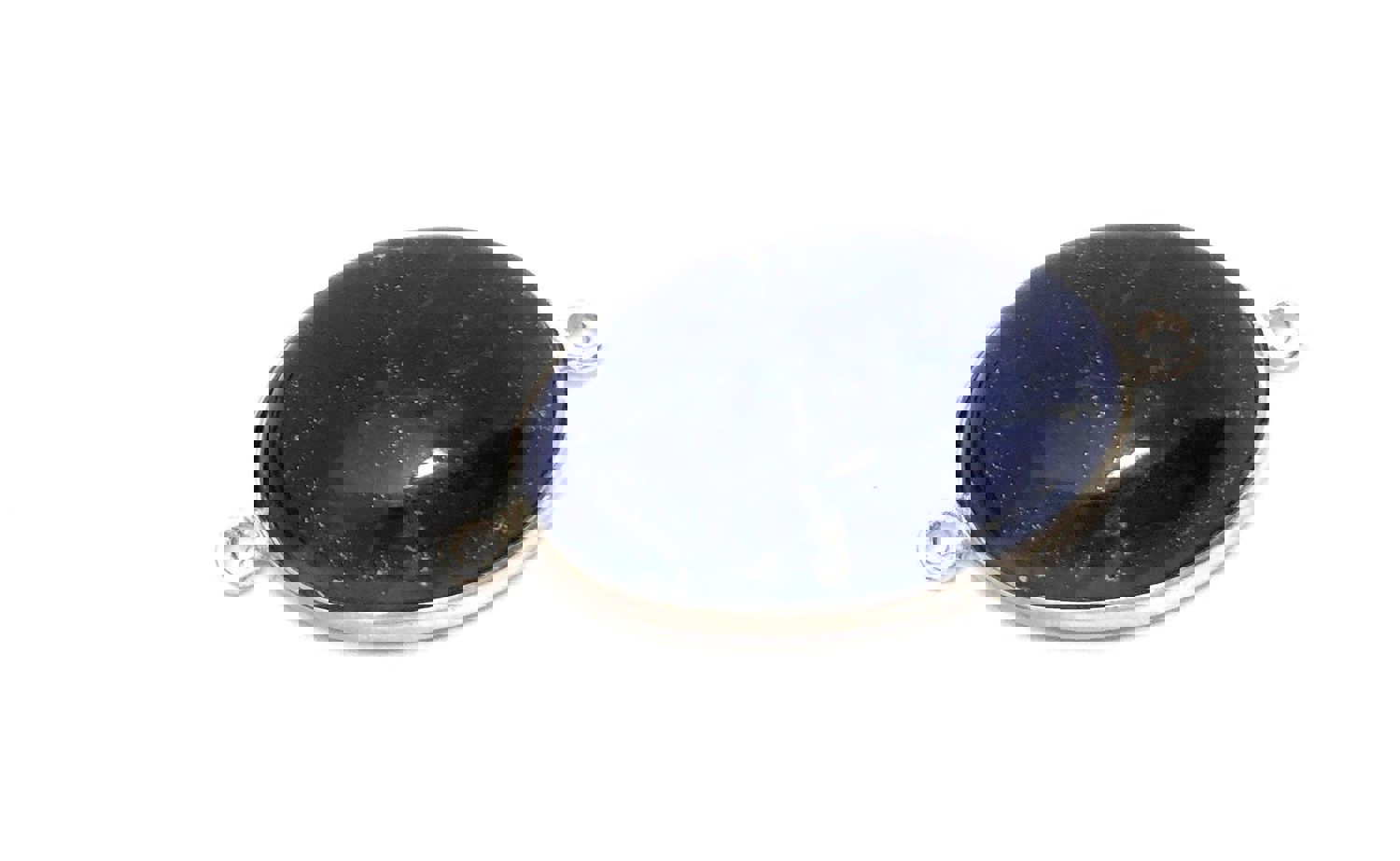 Sterling Silver Natural Lapis Lazuli Bezel Set Connector for DIY Jewelry Making