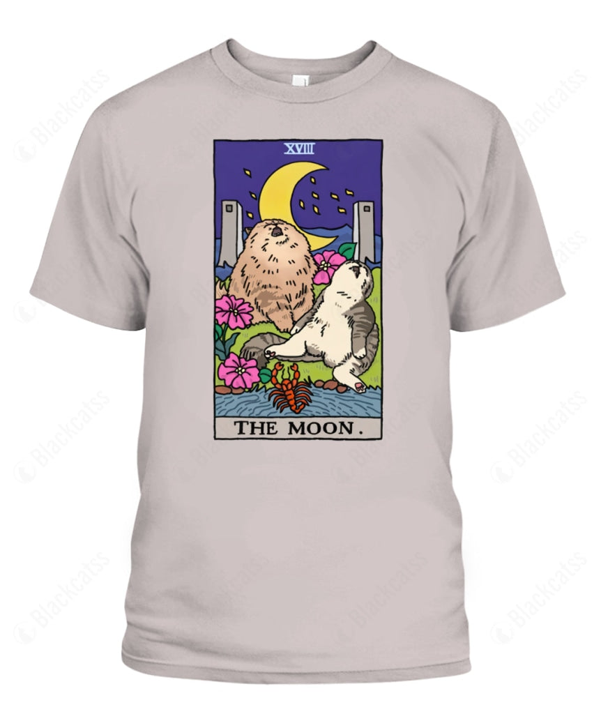 Sad Cat Meme The Moon Tarot Graphic T-Shirt
