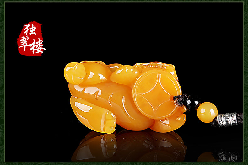 Huanglong Jade Bawang Pi Xiu Pendant - Unisex Jade Necklace with Certificate (7-6)