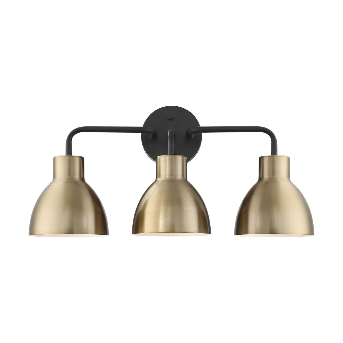 Sloan 3 Light Vanity - Matte Black and Burnished Brass Finish