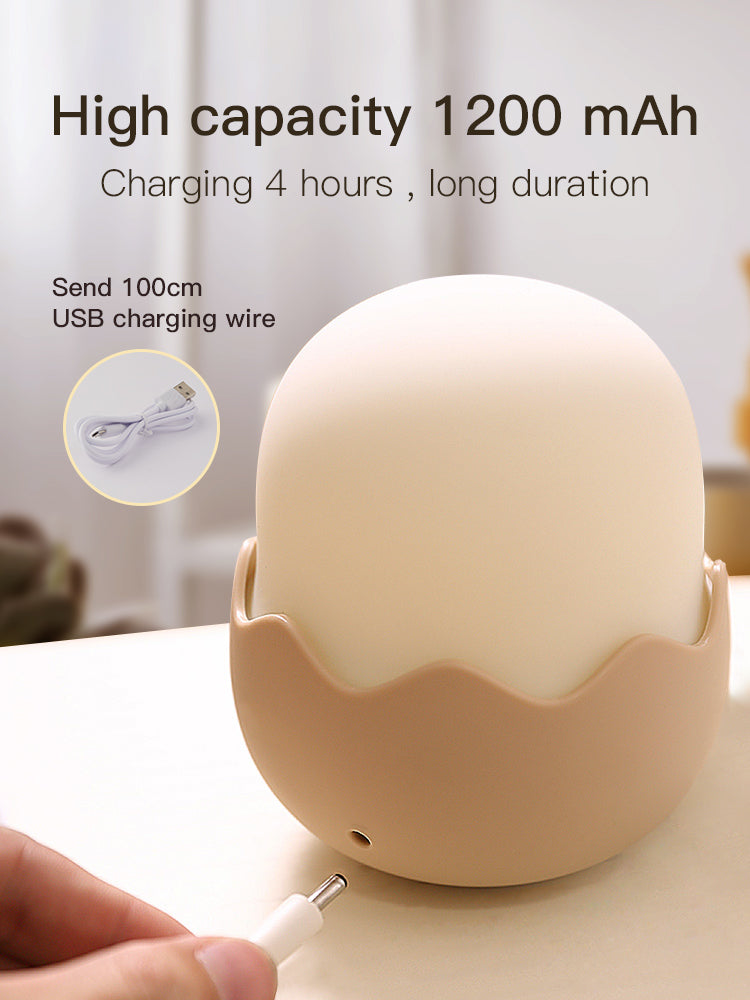 USB Rechargeable Soft Silicone LED Animal Chick Touch Night Light for Kids