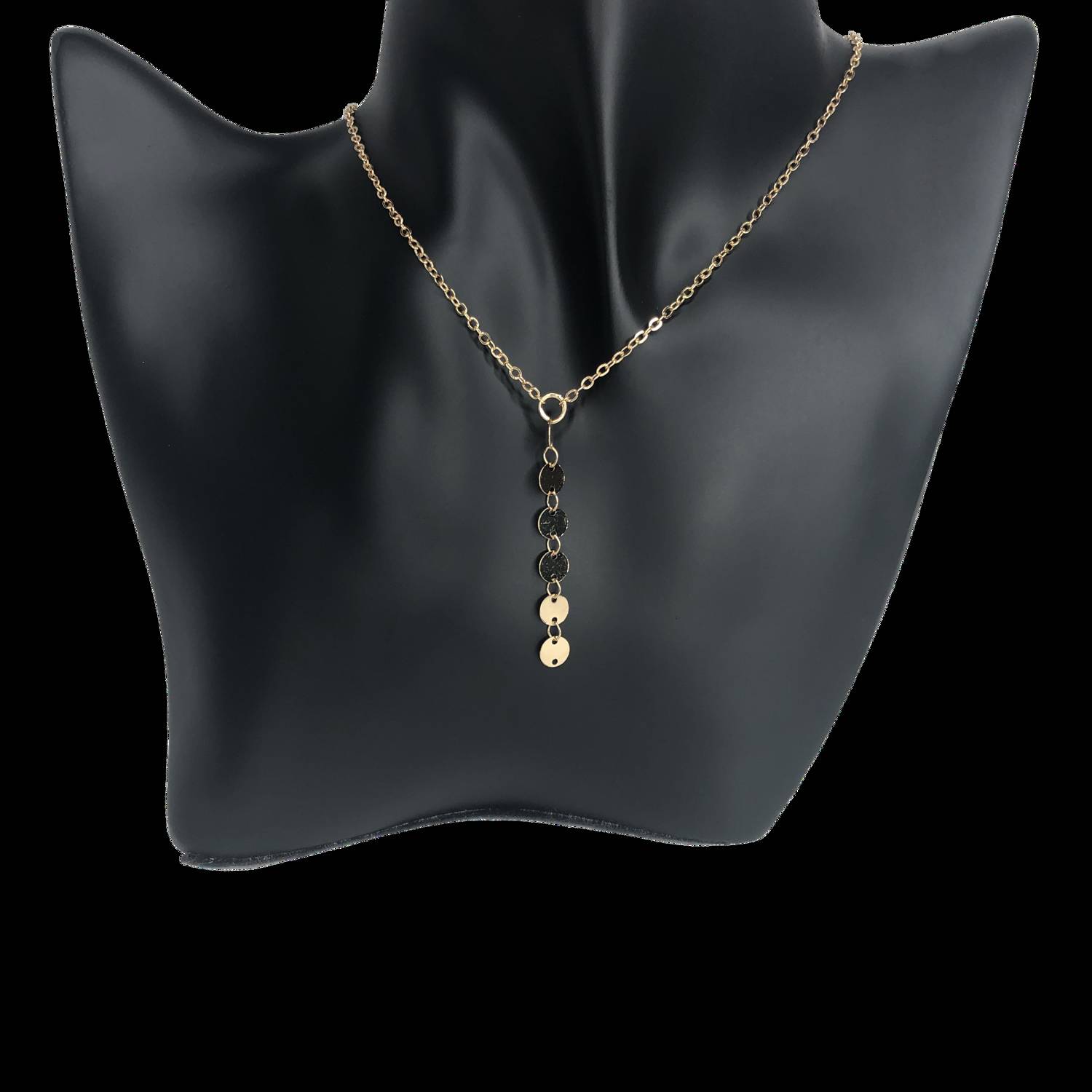 Gold Simple Disc Y Necklace