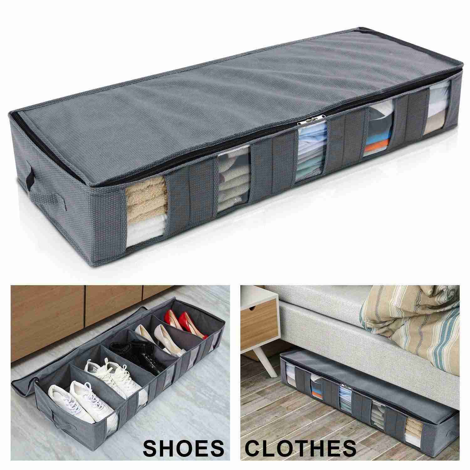 Lifewit Large Capacity Under Bed Storage Bag with 5 Clear Windows, Set of 2, Grey