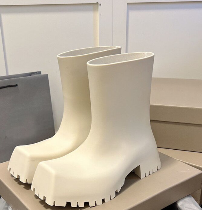 Square Toe Rain Boots for Women - Waterproof Non-slip Mid-tube Fashion Boots