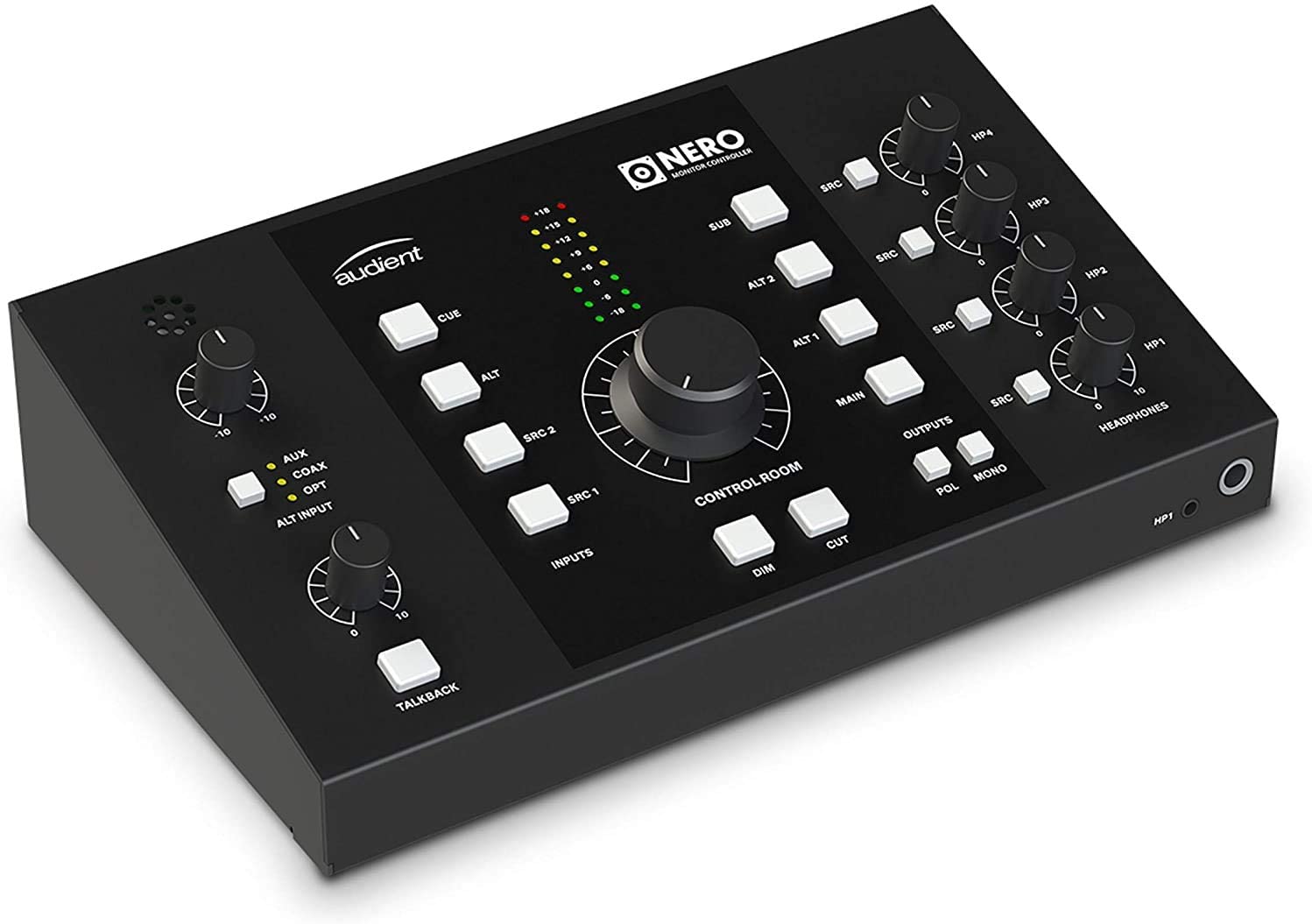 Audient Audio Nero Desktop Monitor Controller with Samson Stereo Headphones and XLR Mic Cable