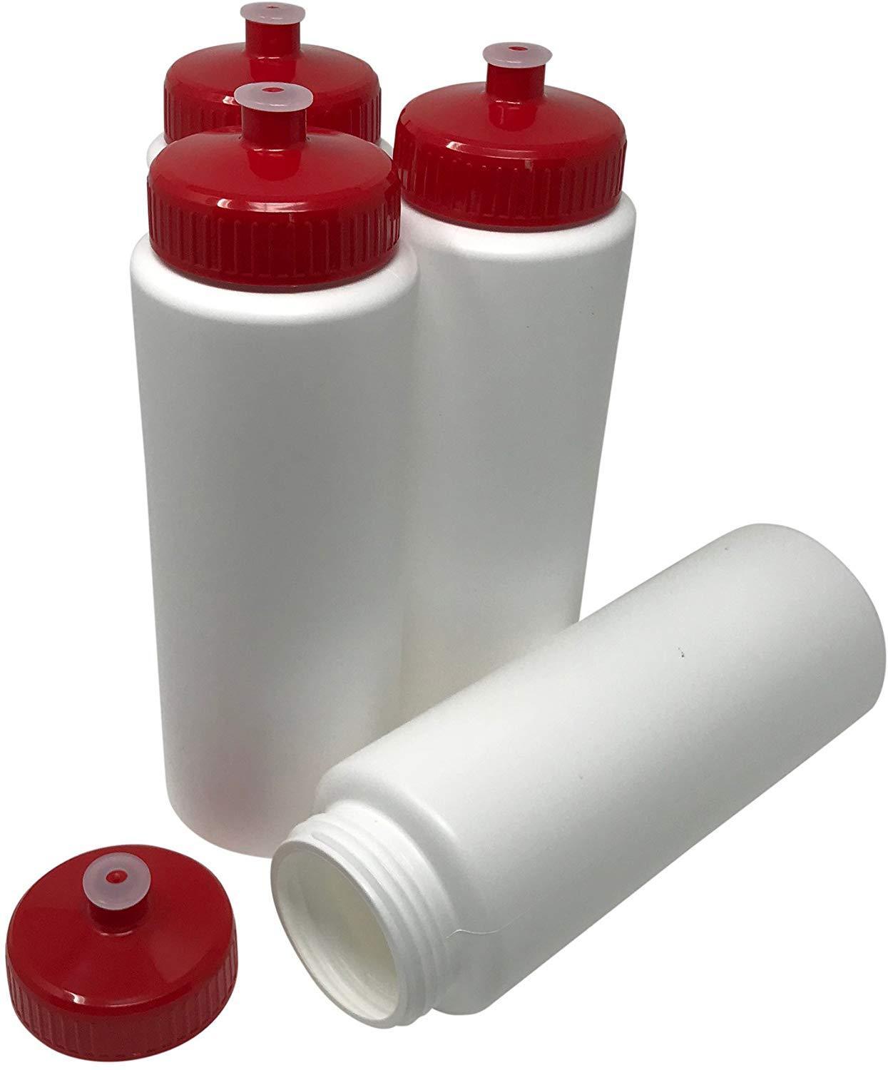 CSBD 32oz Sports Water Bottles, 4 Pack - Reusable, Leakproof, Customizable