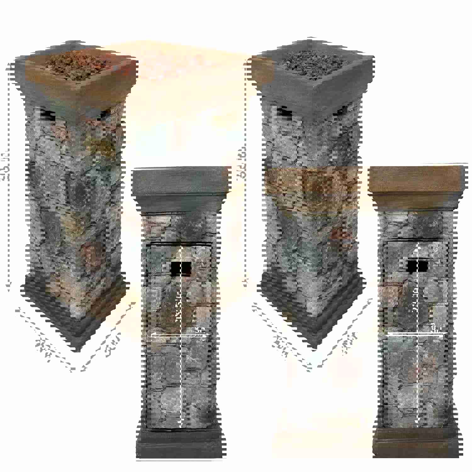 Sunnydaze Outdoor 30-Inch Tall Cast Rock Column Design Propane Gas Fire Pit