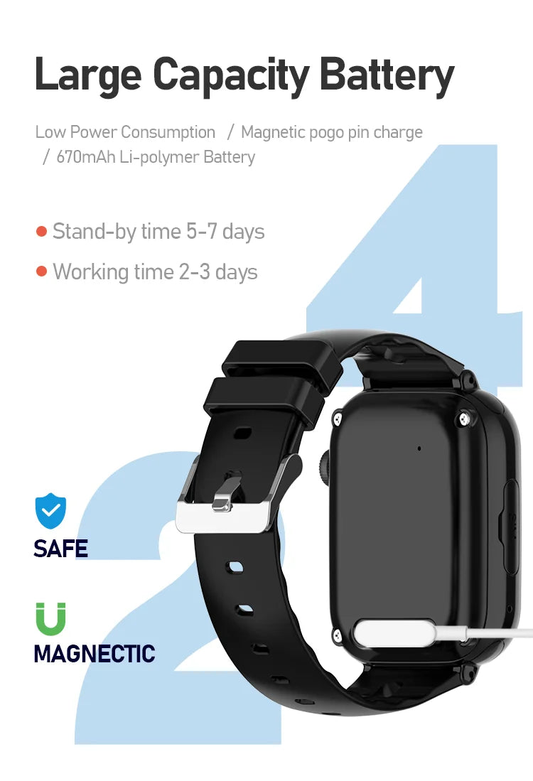 VALDUS WIFI LBS GPS 1.85" Large Screen 4G Kids Smartwatch with 670mAh Battery & Video Call