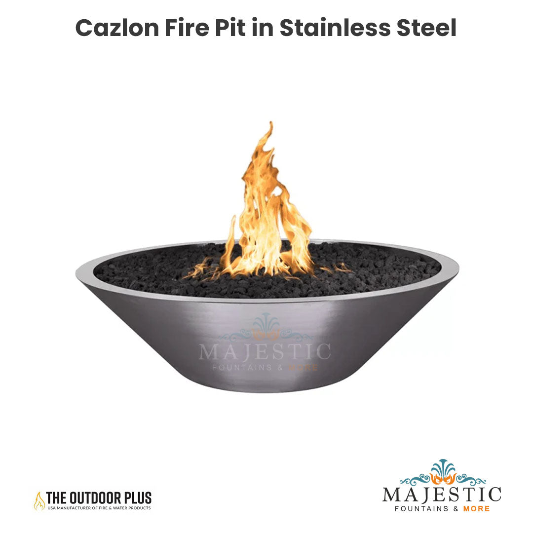 The Outdoor Plus Cazlon Fire Pit in Stainless Steel with Free Cover