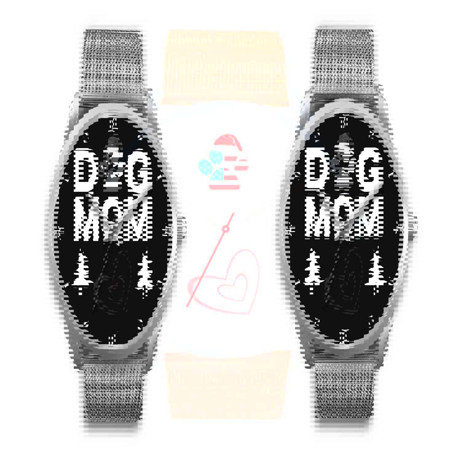 Dog Mom Heart Print Christmas Special Wrist Watch
