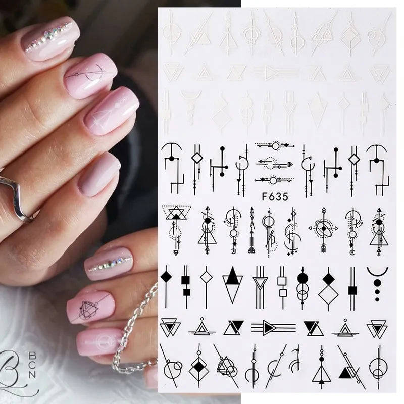 SRline 1PCS 3D Laser Heart Letter Nail Sticker Nail Art Decoration