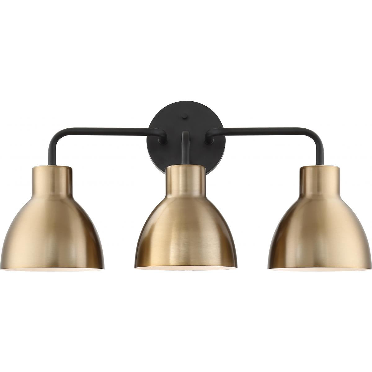 Sloan 3 Light Vanity - Matte Black and Burnished Brass Finish