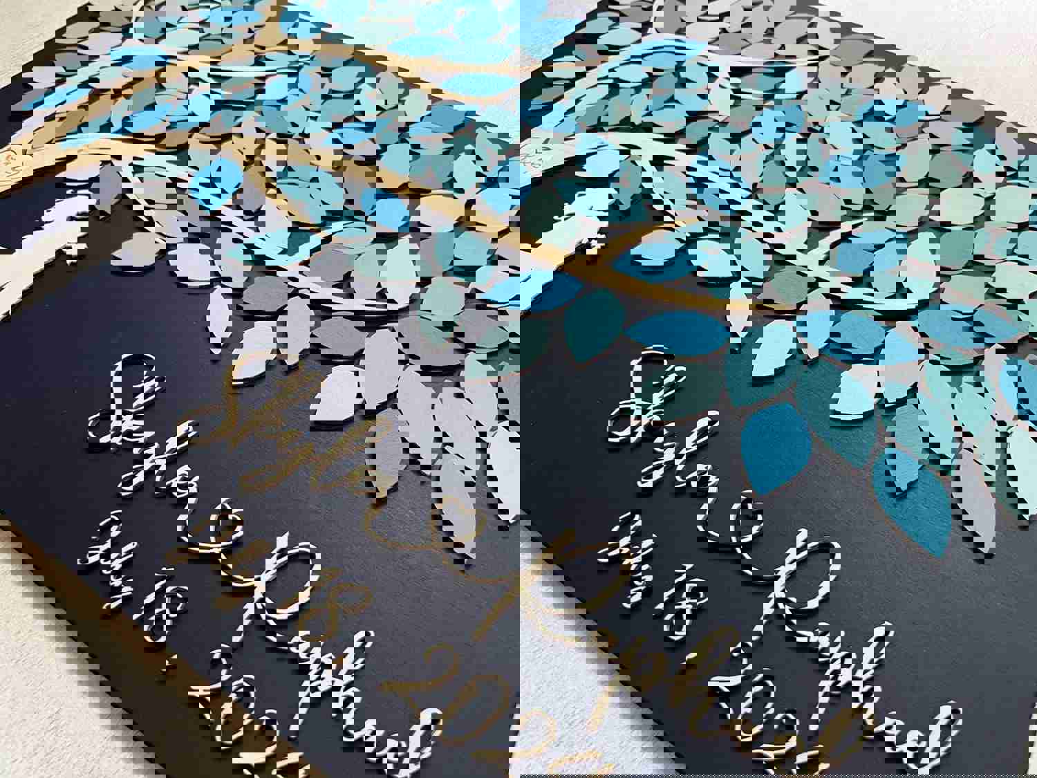 Personalized Wooden Guest Book with Tree of Life for Wedding, Anniversary or Newlyweds Gift