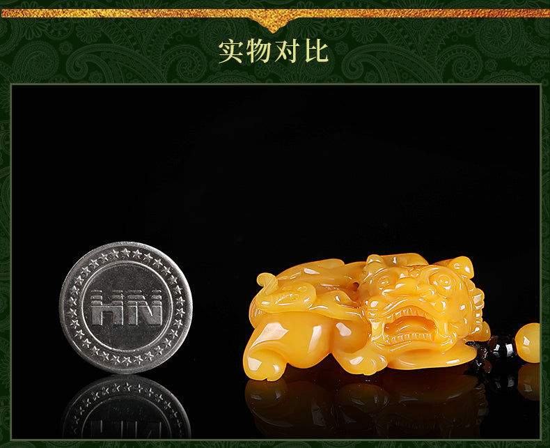 Huanglong Jade Bawang Pi Xiu Pendant - Unisex Jade Necklace with Certificate (7-6)