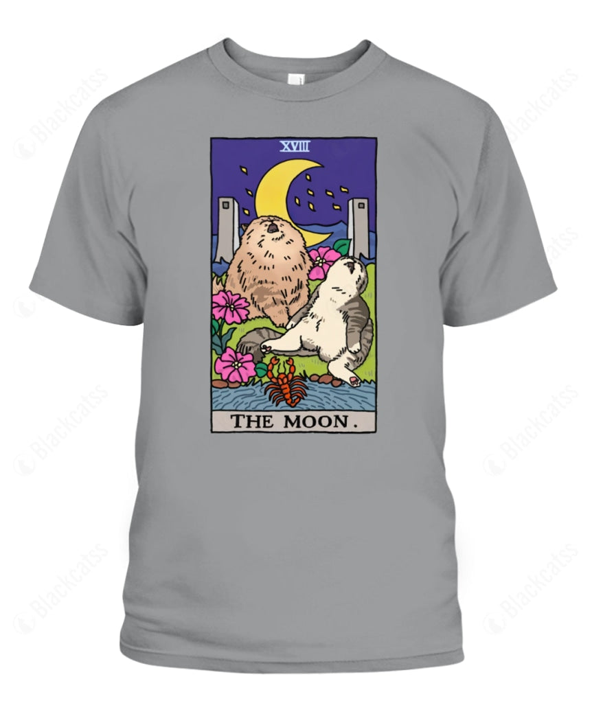 Sad Cat Meme The Moon Tarot Graphic T-Shirt