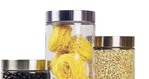 Leraze Kitchen Clear Glass Chalkboard Canister Set (Set of 3)
