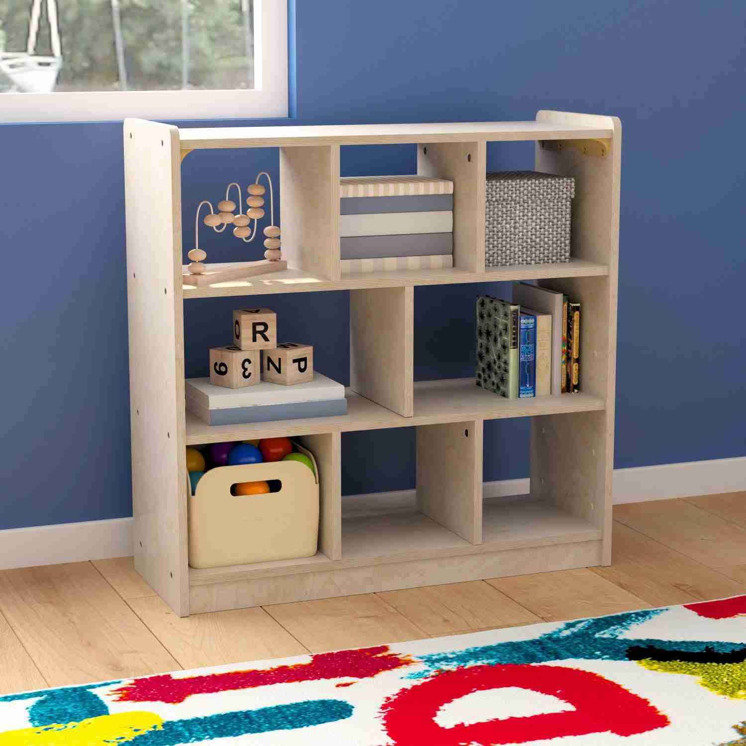 Bright Beginnings Commercial Grade 8-Section Modular Wooden Classroom Storage Unit