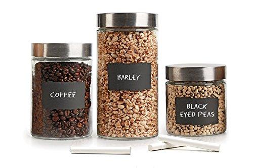 Leraze Kitchen Clear Glass Chalkboard Canister Set (Set of 3)