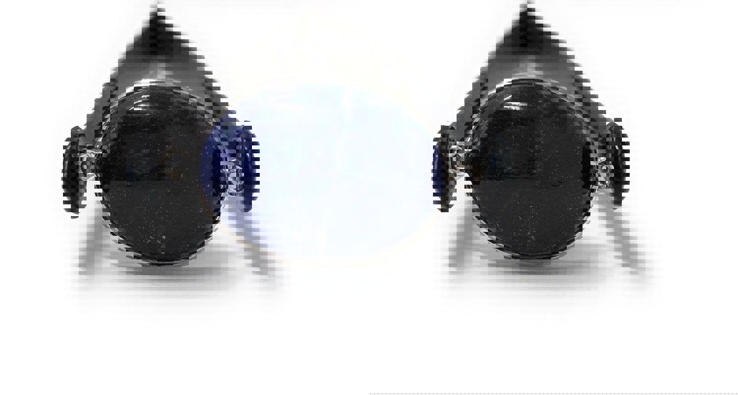 Sterling Silver Natural Lapis Lazuli Bezel Set Connector for DIY Jewelry Making