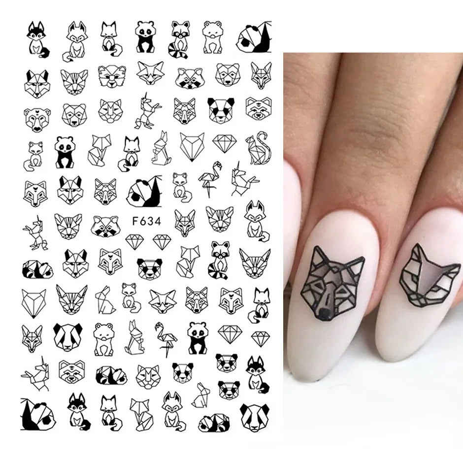 SRline 1PCS 3D Laser Heart Letter Nail Sticker Nail Art Decoration