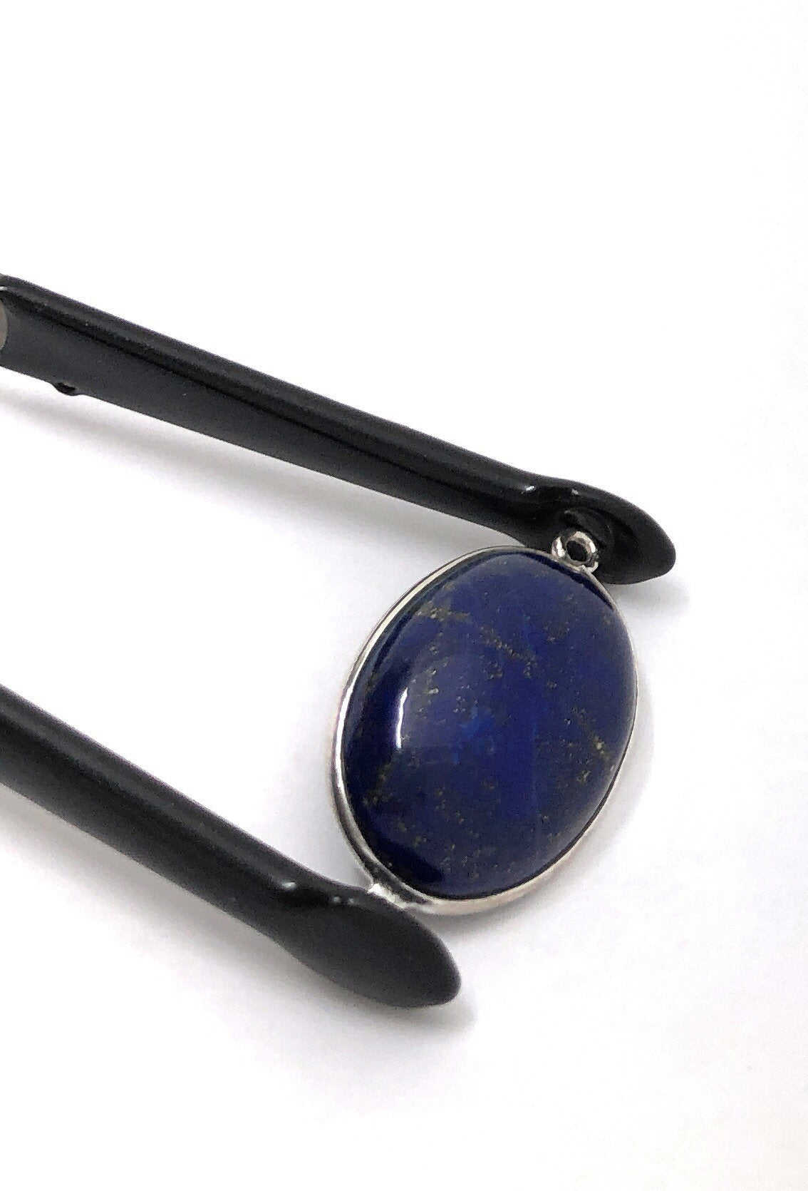 Sterling Silver Natural Lapis Lazuli Bezel Set Connector for DIY Jewelry Making