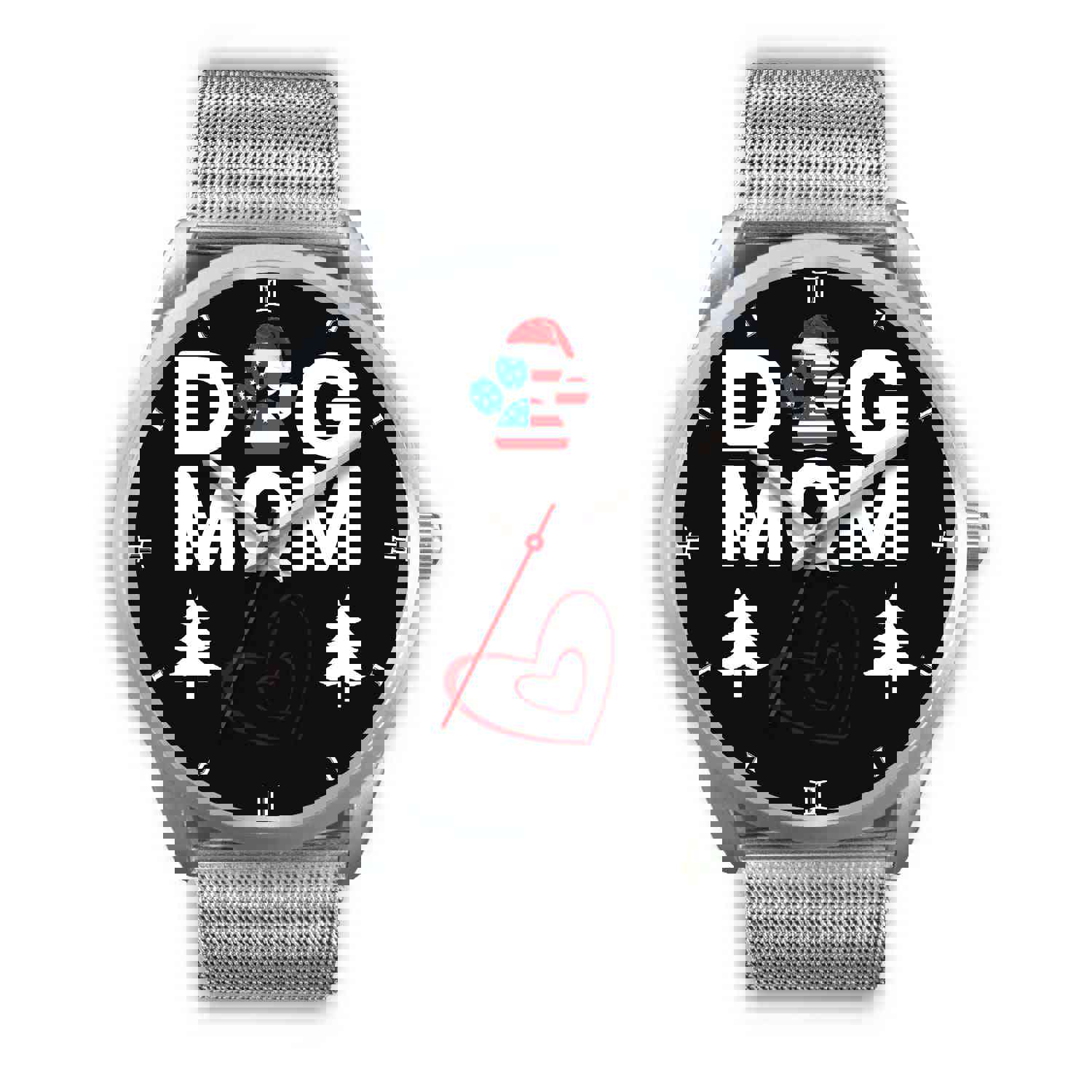 Dog Mom Heart Print Christmas Special Wrist Watch