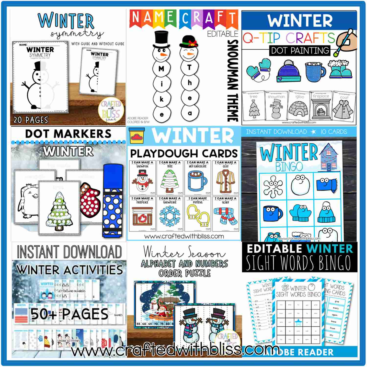 January Preschool-Kindergarten Bundle: Winter Activities & Crafts for Early Learners