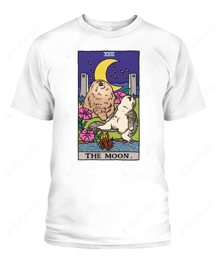 Sad Cat Meme The Moon Tarot Graphic T-Shirt