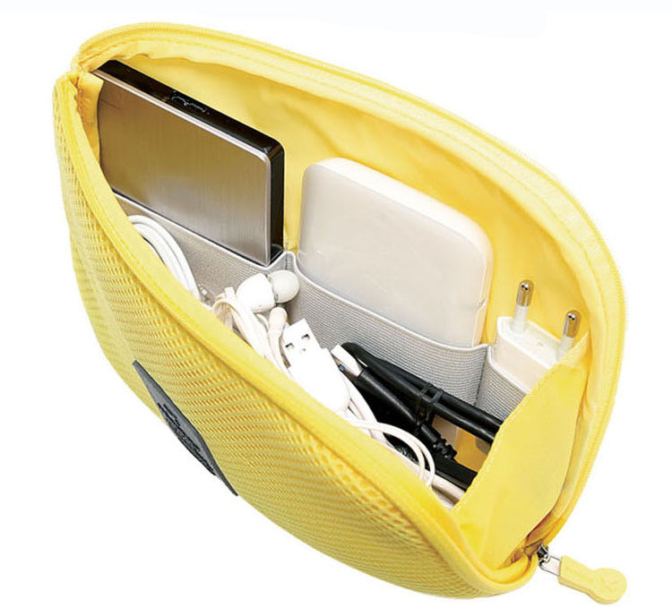 Lkblock Fashion Travel Zipper Cosmetic Bag for Women with USB Data Cable and Headset Storage