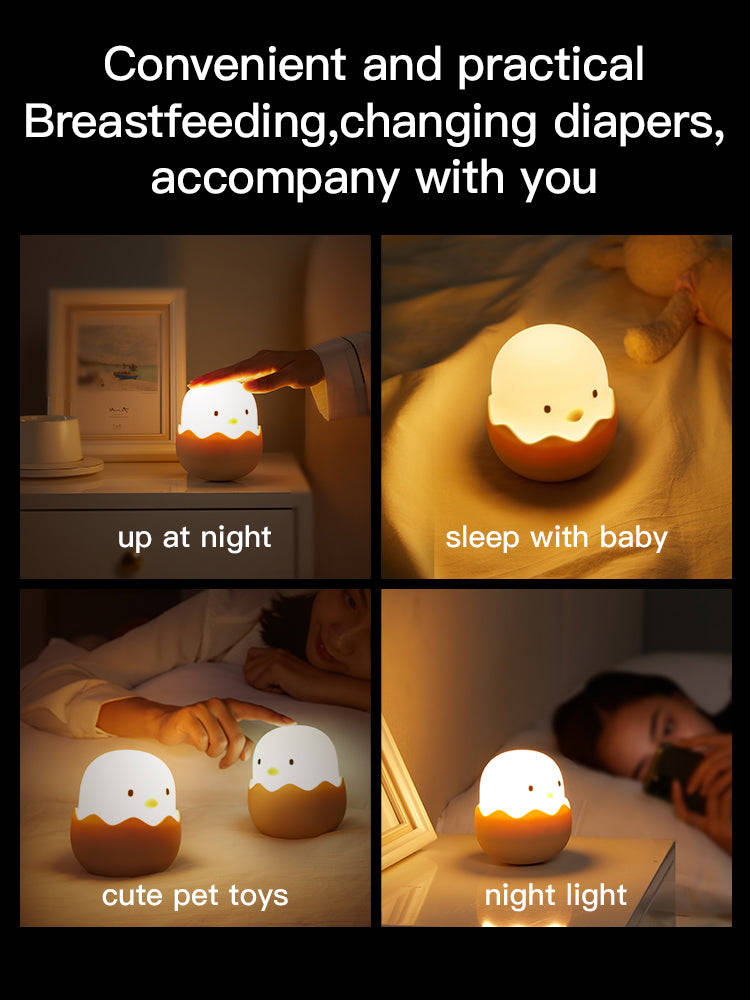USB Rechargeable Soft Silicone LED Animal Chick Touch Night Light for Kids
