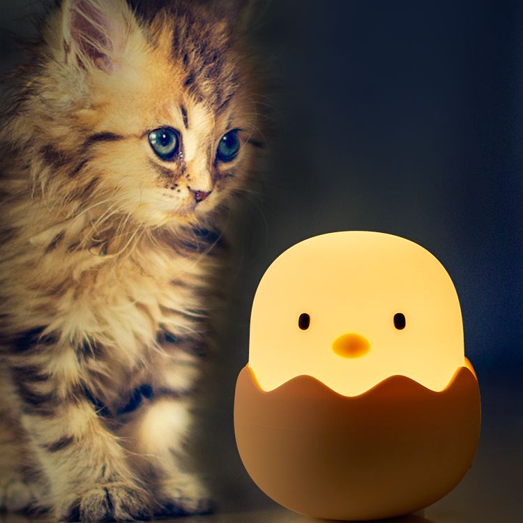 USB Rechargeable Soft Silicone LED Animal Chick Touch Night Light for Kids