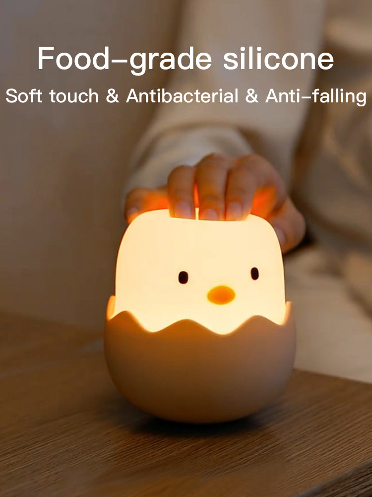 USB Rechargeable Soft Silicone LED Animal Chick Touch Night Light for Kids