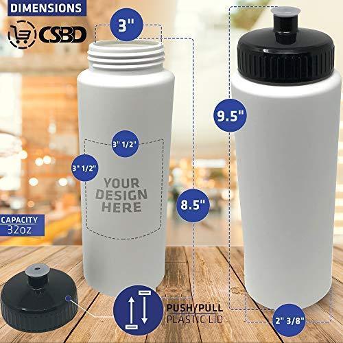 CSBD 32oz Sports Water Bottles, 4 Pack - Reusable, Leakproof, Customizable