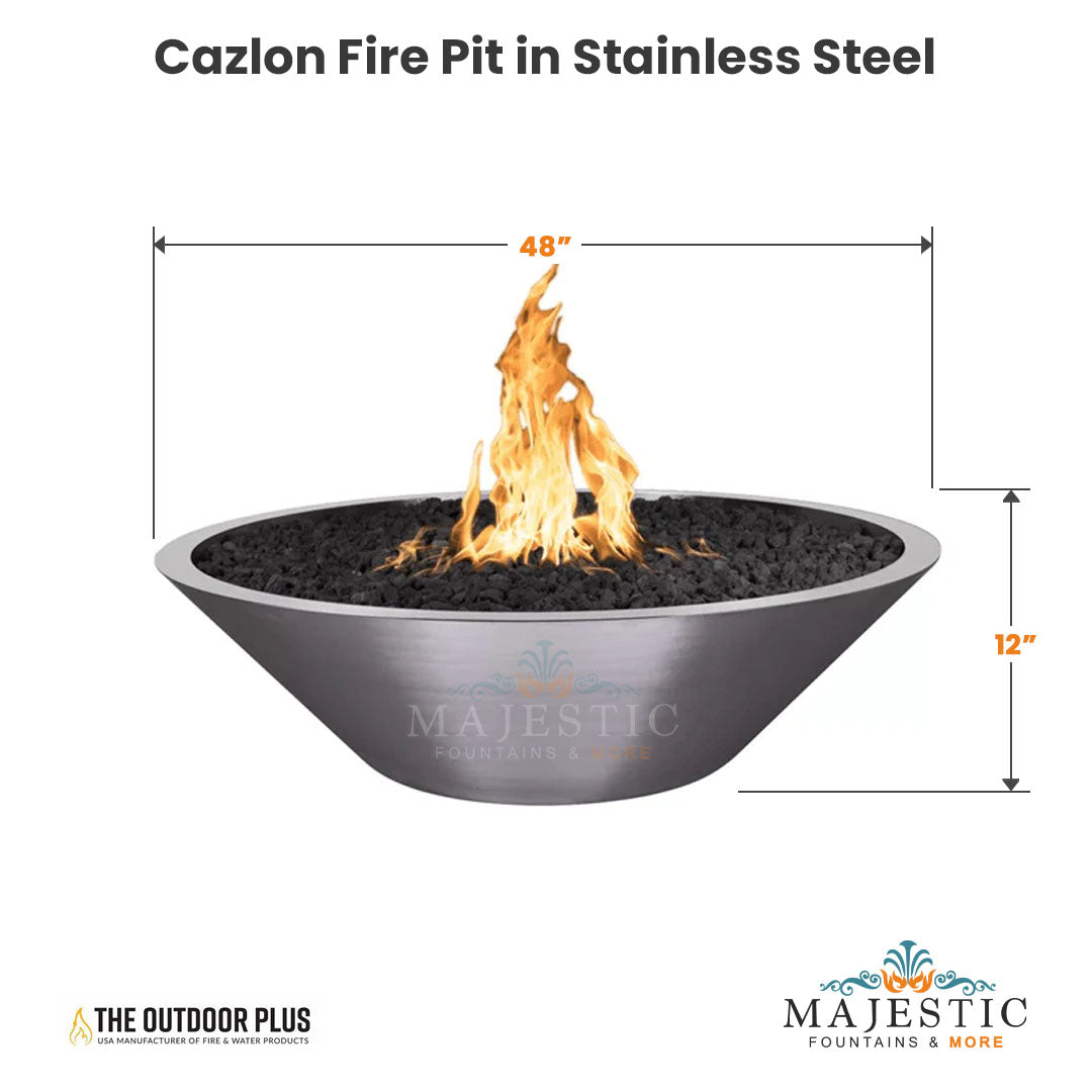 The Outdoor Plus Cazlon Fire Pit in Stainless Steel with Free Cover