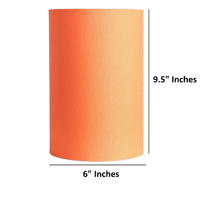 BTR CRAFTS Orange Cylinder Lamp Shade, Cotton Fabric, 6 Inches